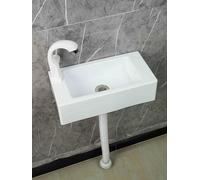 Small Wall Mounted Plastic Bathroom Sink 40 x 20 x 11 cm White Ideal for Camping Garden Basement Construct Site Includes 75cm Drain