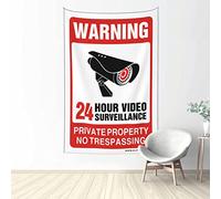 Small Wall Tapestry 24 Hour Video Surveillance Sign Tapestry Aesthetic Tapestry Cool Things for Your Room(100X150CM)