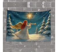 Small Wall Tapestry Angel Playing Trumpet Under Starry Sky Tapestry Earthy Room Decor Funny Outdoor Decor(75X100CM)