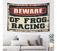 Small Wall Tapestry Beware of Frog Racing Tapestry Aesthetic Tapestry Cool Things for Your Room(75X100CM)