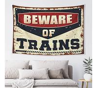 Small Wall Tapestry Beware of Trains Tapestry Dorm Art Stuff for Your Room(75X100CM)