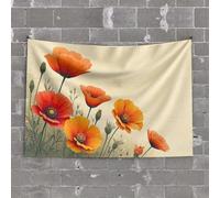 Small Wall Tapestry Bright Poppies Bloom in Vibrant Hues Tapestry Earthy Room Decor Funny Outdoor Decor(100X150CM)