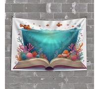 Small Wall Tapestry Santa Claus Reading A Book By The Christmas Tree Tapestry Funny House Decor Cool Room Accessories For Teens(75X100CM)