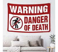 Small Wall Tapestry Warning Danger of Death Tapestry Aesthetic Tapestry Cool Things for Your Room(75X100CM)