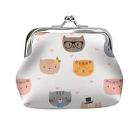 Small Wallet for Coins and Changes | PU Leather Change Bag with Cat Pattern | Change Purse - Suitable for Shopping, Daily Use, Work, School, Travel, Outdoor Activities, Ur, Cat head, Siehe