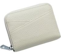Small Wallet for Women Genuine Leather RFID Blocking Credit Card Holder Elegant Zipper Clutch Purse Short Coin Wallet Dark Blue One Size(Beige)