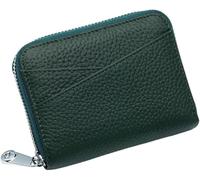 Small Wallet for Women Genuine Leather RFID Blocking Credit Card Holder Elegant Zipper Clutch Purse Short Coin Wallet Dark Blue One Size(Dark Green)