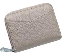 Small Wallet for Women Genuine Leather RFID Blocking Credit Card Holder Elegant Zipper Clutch Purse Short Coin Wallet Dark Blue One Size(Grey)