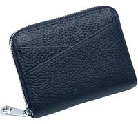 Small Wallet for Women Genuine Leather RFID Blocking Credit Card Holder Elegant Zipper Clutch Purse Short Coin Wallet Dark Blue One Size(Dark Blue)