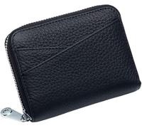 Small Wallet for Women Genuine Leather RFID Blocking Credit Card Holder Elegant Zipper Clutch Purse Short Coin Wallet Dark Blue One Size(Black)