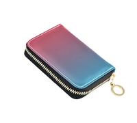 Small Wallet Women Cute Card Holder Wallets RFID Blocking Zip Around Travel Wallet with Zipper Red Blue Gradient