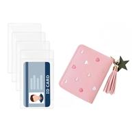 Small Wallets for Women Girls with Card Holder, Leather Slim Short Pocket Purse with Card Slots Star Pendant Zipper Coin Purse with Embroidery Heart, Coin Purse Wallets with 5 Pcs Bank Card Holder