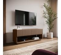 Small Walnut Ribbed TV Stand with Storage - TV's up to 55 - Hazel