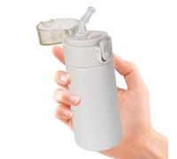 Small Water Bottles with Straw, Mini Water Bottle One-Hand Open Design, Leak-Proof Locking Lid for Hot&Cold Drinks, Small Travel Water Bottle,100% Leakproof for School, Travel (Light Grey)