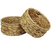 Small Water Hyacinth round baskets for storage Natural colour wicker basket shelves open. Decorative gift box Small bathroom mini tray makeup bathroom Kitchen organiser (Medium 18cm, 2x basket)