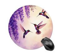 Small Waterproof Mouse Pads Mat With Non Slip Rubber Base Mouse Pad Compatible With Purple Flowers And Hummingbirds Art For Laptop, Computer, Pc, 7.8 Inches