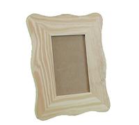 Small Wave Wooden Frame, Raw Pine Wood, Decorative, Crafts, Interior Dimensions: 10 x 15 cm, Exterior Dimensions: 18 x 23.5 cm.