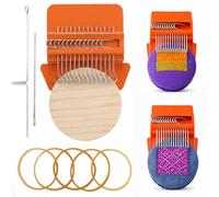 Small Weaving Loom, Wooden Speedweve Darning Loom Type Weave Tool, Convenient DIY Darning Machine for Mending Jeans and Clothes Quickly and Easily, Makes Beautiful Stitching (14 Hooks,Orange)
