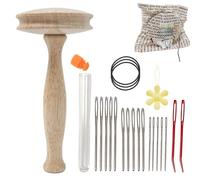 Small Weaving Tool Darning Loom Machine, Speed Weave Darning Tool, Mushroom Sewing Tools Made of Wood, Weave Repair Tool Complete Darning Set Speed Weave for Stuffing Socks