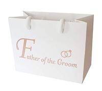 Small Wedding Gift Bags - White and Copper Gold Gift Bag with Rope Handles and Tissue Paper - Favours (Father of the Groom)