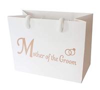 Small Wedding Gift Bags - White and Copper Gold Gift Bag with Rope Handles and Tissue Paper - Favours (Mother of the Groom)