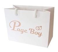 Small Wedding Gift Bags - White and Copper Gold Gift Bag with Rope Handles and Tissue Paper - Favours (Page Boy)