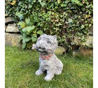 Small Westie Terrier Chewing Bone Stone Ornament