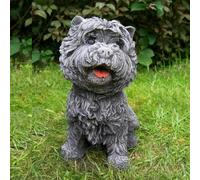 Small Stone Cast Westie Terrier Dog Hand Finished Sculpture Outdoor Ornament by DGS STATUES