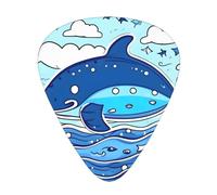 Small whale swimming guitar picks in three different thicknesses, suitable for electric guitar and band players