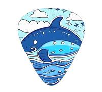 Small whale swimming Stylish and durable guitar picks, three types of thin, medium and heavy guitar picks (12 pieces), suitable for guitar, bass, electric guitar, ukulele,