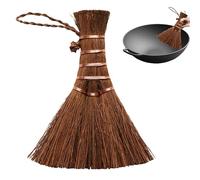 Small Whisk Dusting Brush - Mini Palm Silk Brush, Natural Fibre Hand Brush, Compact Brown Cleaning Tool, Handy Soft Table Sweeping Brush for Desk Dust Removal