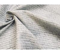 Small White Brick Wall Cotton Fabric Curtain Material Stone Little Bricks Wall Little - 55''/140cm Wide (Sold by Meter)