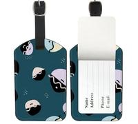 Small White Bubble Dots Suitcase Tags, Pu Leather Suitcase Address Tags with Privacy Protection Cover, Leather Tag Bags Label Identifier, Men Women Wedding Gift Ideas, Mens Valentines Gifts