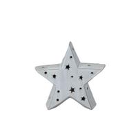 Small White Ceramic Star Ornament With Led