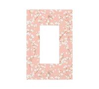 Small White Flowers On Pink Light Switch Wall Plate Faceplate Cover Single Rocker 1 Gang Decorator Outlet Receptacle Covers for Home Kitchen Room Bathroom Decor