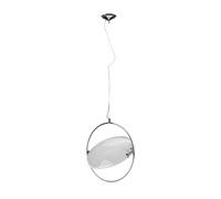 Small White Glass Pendant Light, Chrome Fitting Hanging Light for Living Room or Bedroom Premier Housewares White One Size