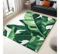 Small White, Green Rugs 50x80 cm - Modern Banana Leaf Printed Area Rugs Soft Non Slip Washable Modern Sofa Floor Carpets For Living Room Bedroom Lounge Dining Room