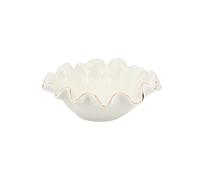 Small White Lotus Ceramic Decorative Bowl,Ruffle Lotus Leaf Decor Bowl with Gold Trim for Coffee Table Counter,Beautifully Catch All Bowl for Keys Coins near Entryways,Capacity about 2 Cups