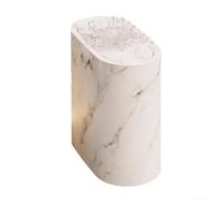 Small White Marble Design Trash Can with Secure Lid - Ideal for Bathroom, Home, Hotel & School - Waterproof Waste Bin for Wet Areas