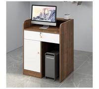 Small White Recept Desk with Cable Grommets Retail Counter Front Display Lockable Der for Lobbies SalonsShops Hairdressers
