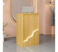Small White Reception Desk with Drawer Storage - Compact Front Desk Counter for Salon Clothing Shop and Hotel Reception Areas - Stylish Reception Room Table