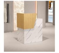 Small White Retail Checkout Counter with Lockable Drawer & Open Shelves for Salons, Lobbies, Home Offices, Reception Areas - 23.6"x15.7"x37.4"