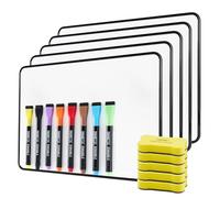 Small Whiteboard 5 Pack - A4 Whiteboard with White Board Pens and Erasers, Smooth Writing and Easy to Dry Wipe, Suitable for Kids, Students, Writing, Drawing, Home, Office, School, Classroom