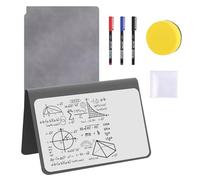 Small Whiteboard Set, A5 Mini Whiteboard with 3 Dry Erasable Pens, Eraser & Cleaning Cloth, Portable Dry Erase Pad with PU Cover, Reusable Desk Whiteboards for Office, Study & Home Use (Grey)