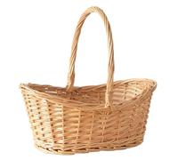 Small Wicker Picnic Basket, Natural Handwoven Wicker Basket with Handle, Easter Baskets Willow Flower Girl Baskets for Weddings Garden, 30x21x30 cm