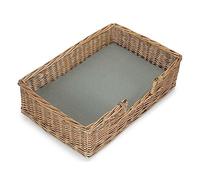 Small Wicker Rectangular Dog Bed with Cushion
