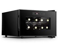 Small Wine Cabinet Refrigerator Black Freestanding Countertop Wine Cellar Cooler,8 Bottle Cooler Refrigerator With Lock Digital Temperature Control With Glass Door,Horizontal