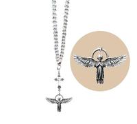 Small Winged Angel Car Hanging Ornament, Cross Pendant Car Decoration, Angel Pendant for Car Rear View Mirror Hanging Mirror Accessories Necklace Lord's Prayer Adult Christian Gift