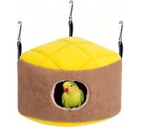 Small Winter Warm Bird Nest House, Parrots Bird Bed for Cage, Hanging Hammock Hideaway Hut, Gift for Budgerigar Lineolated Parakeet Cockatiels Conures Hamster (Yellow)