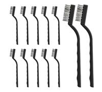 Small Wire Brush for Cleaning Rust - 12 Pcs Wire Brushs Set Plastic Handles - Mini Stainless Steel Wire Brush with Hanging Hole for Welding Slag, Metal Work, Rust, Greasy Dirt